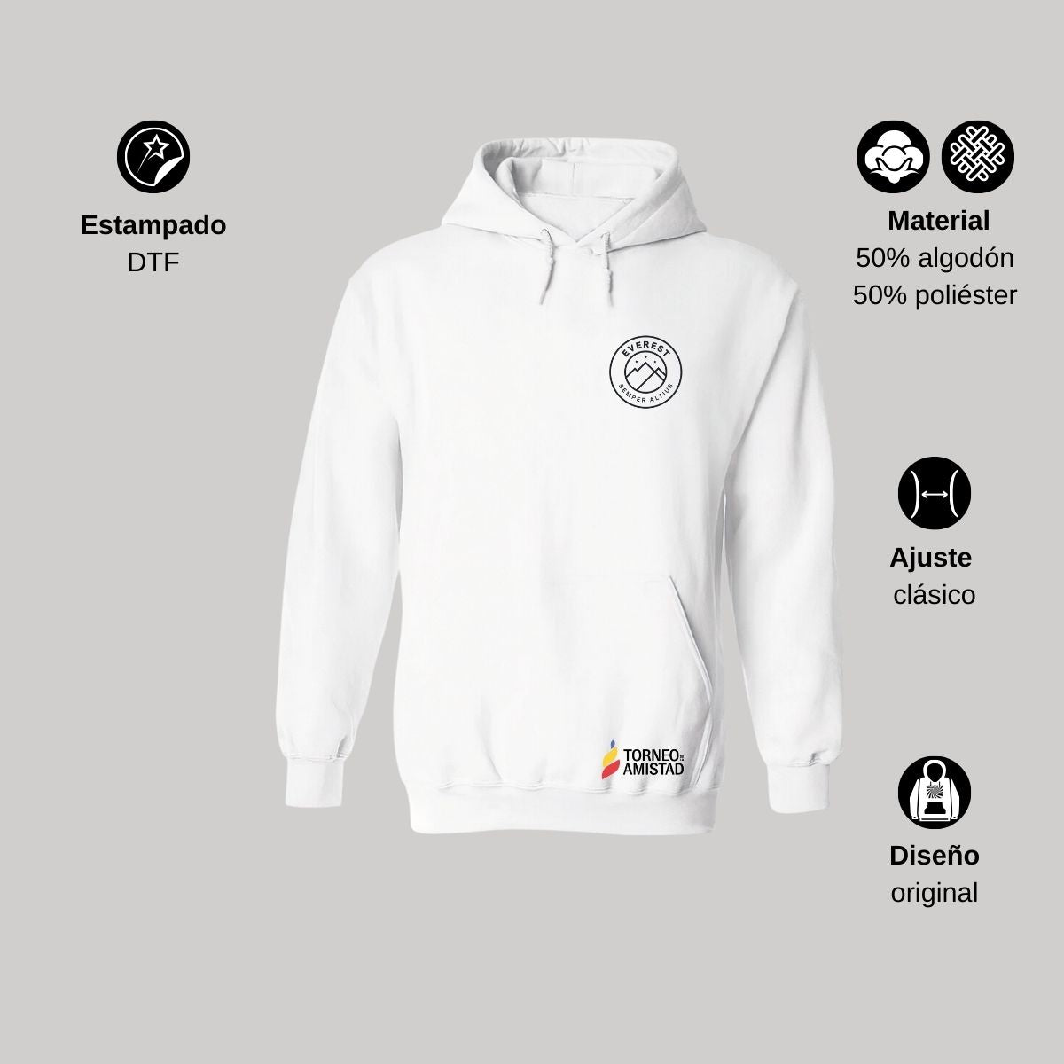 Sudadera Hoodie Unisex Algodón Poliéster Torneo de la Amistad D2E Everest