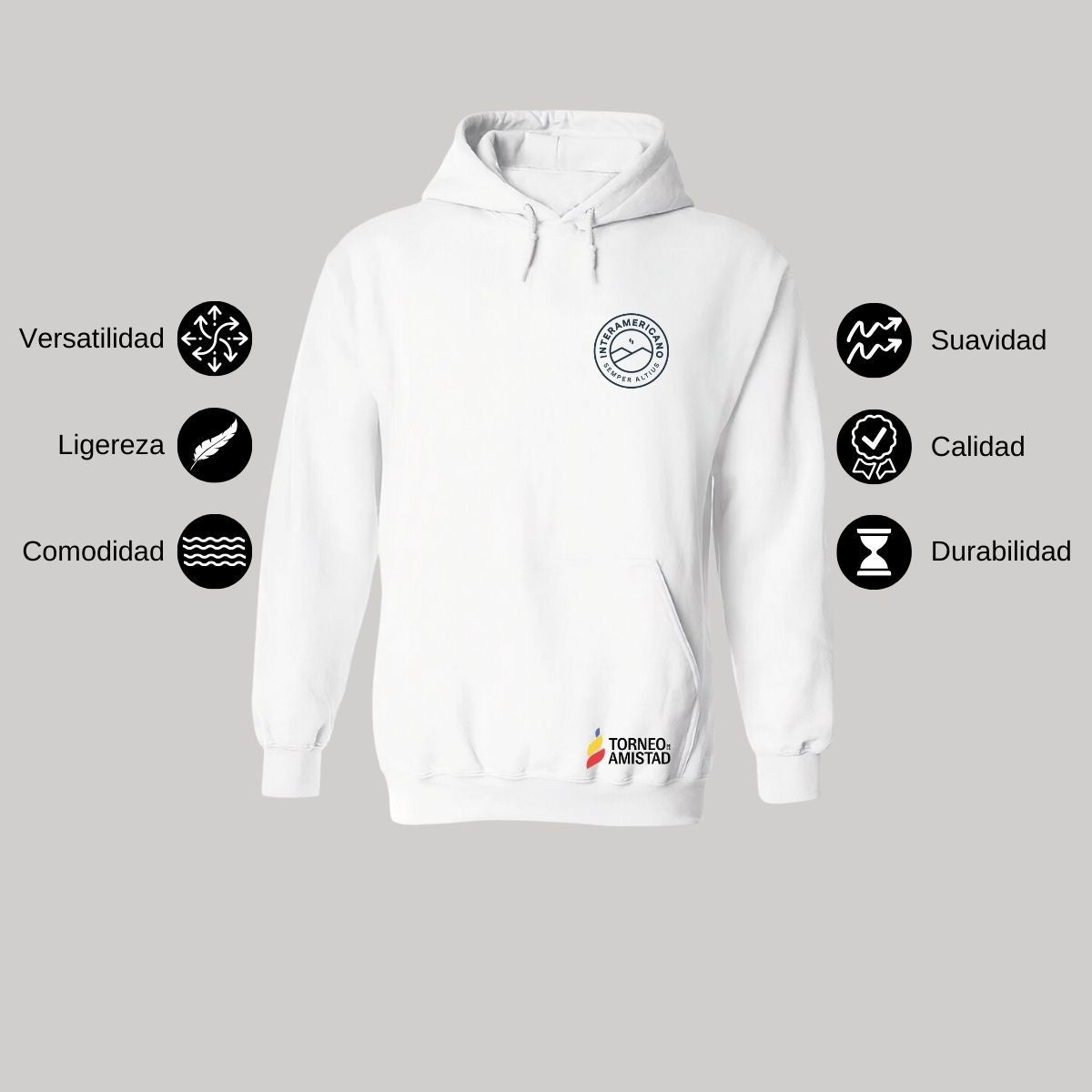 Sudadera Hoodie Unisex Algodón Poliéster Torneo de la Amistad D2E Interamericano