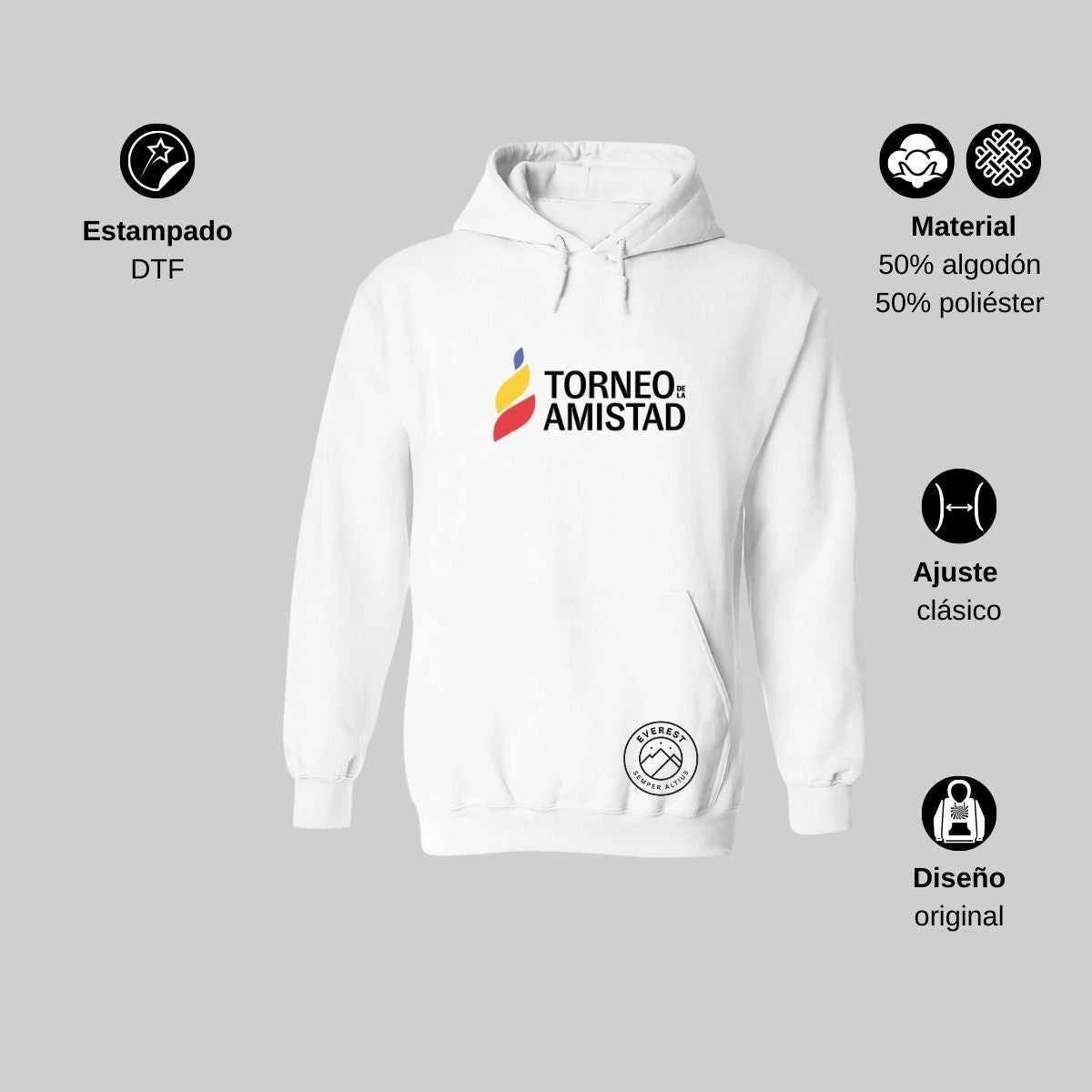 Sudadera Hoodie Unisex Algodón Poliéster Torneo de la Amistad D3T Everest