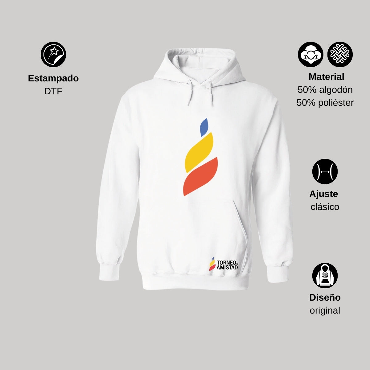 Sudadera Hoodie Unisex Algodón Poliéster Torneo de la Amistad D4