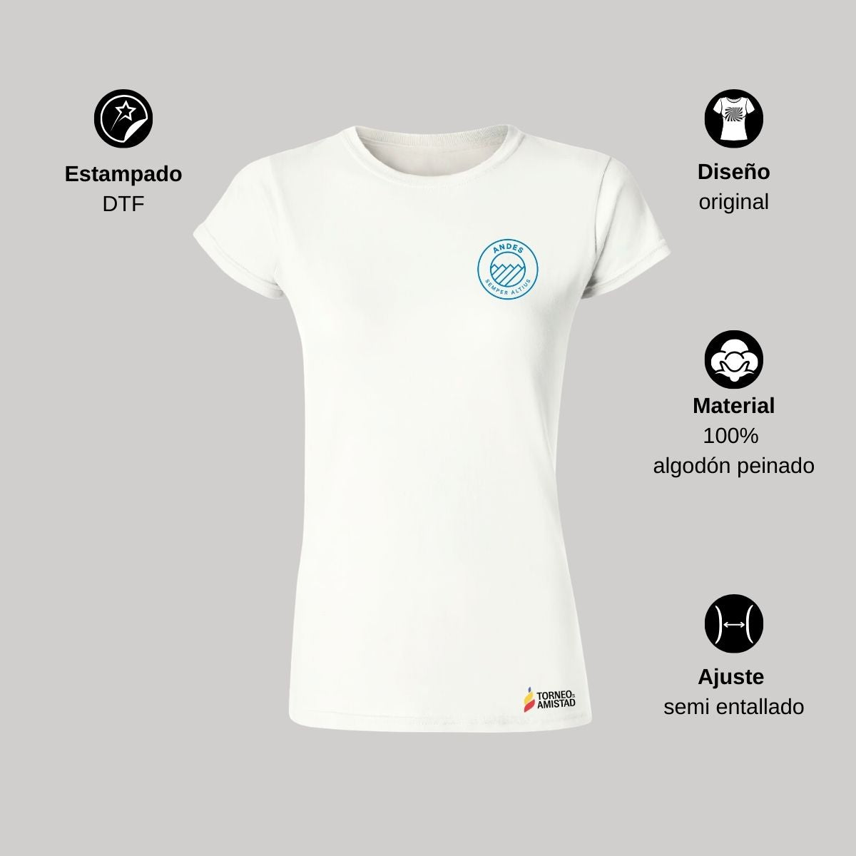 Playera Mujer Algodón Torneo de la Amistad D2E Andes