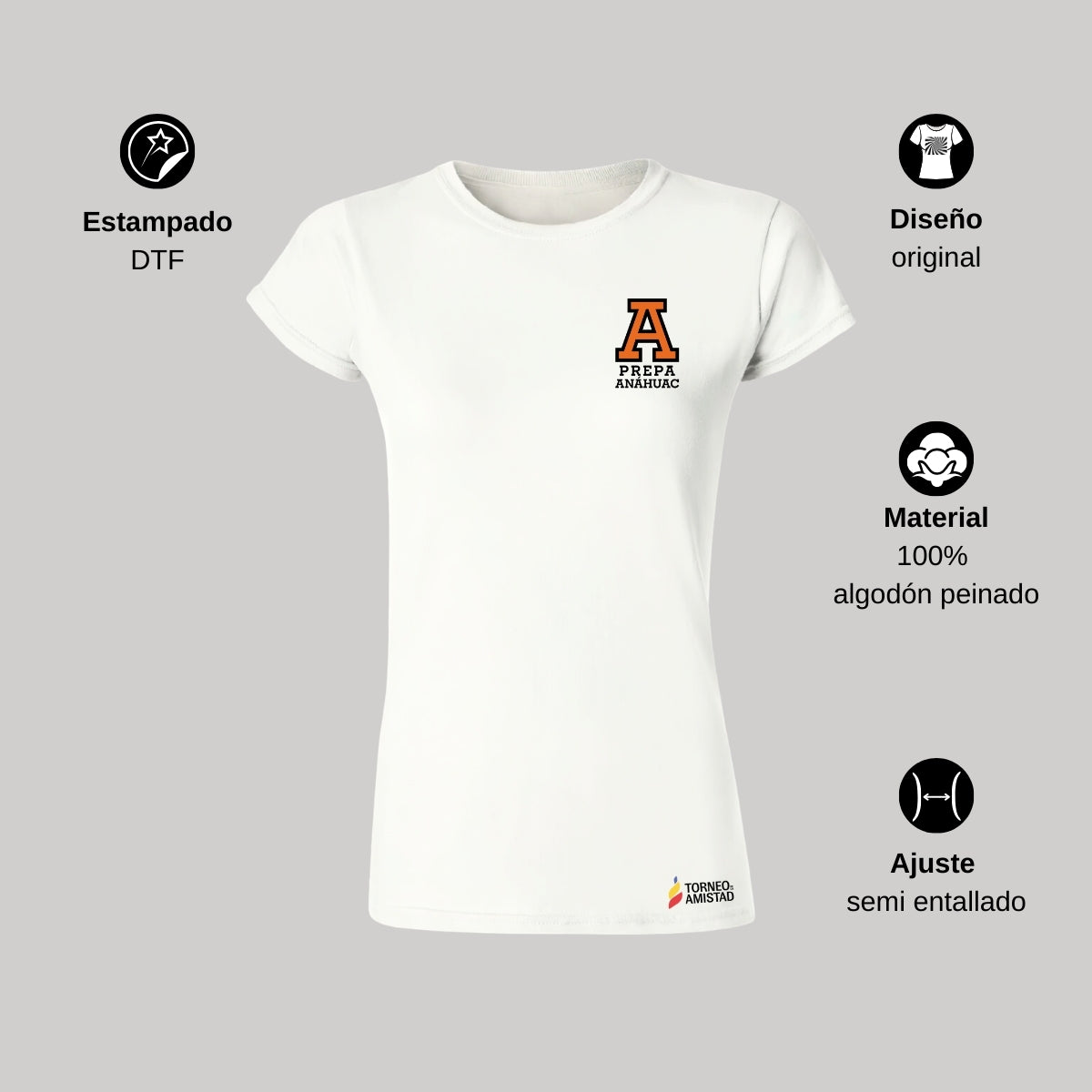 Playera Mujer Algodón Torneo de la Amistad D2E Prepa Anahuac