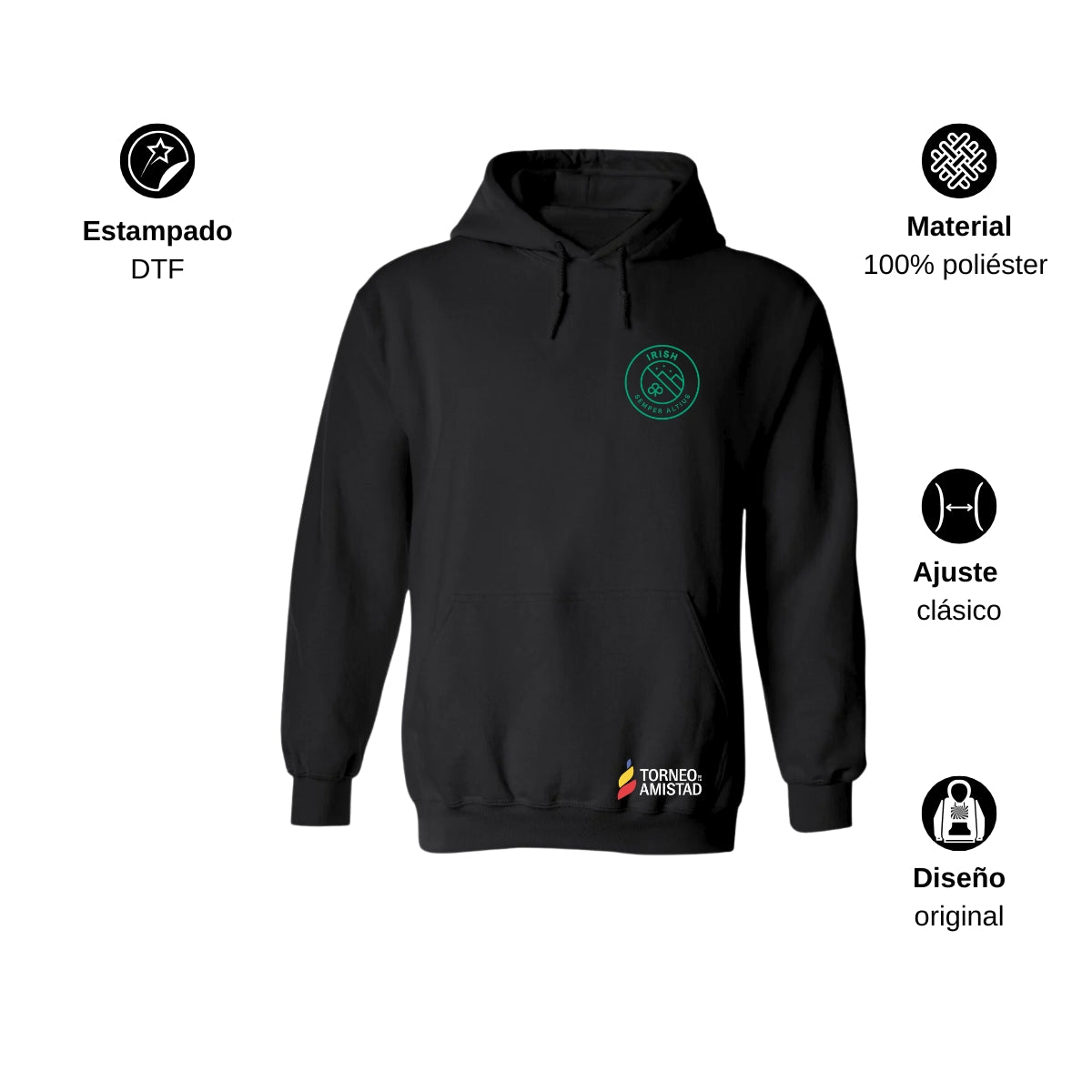Sudadera Hoodie Unisex Poliéster Torneo de la Amistad D2E Irish