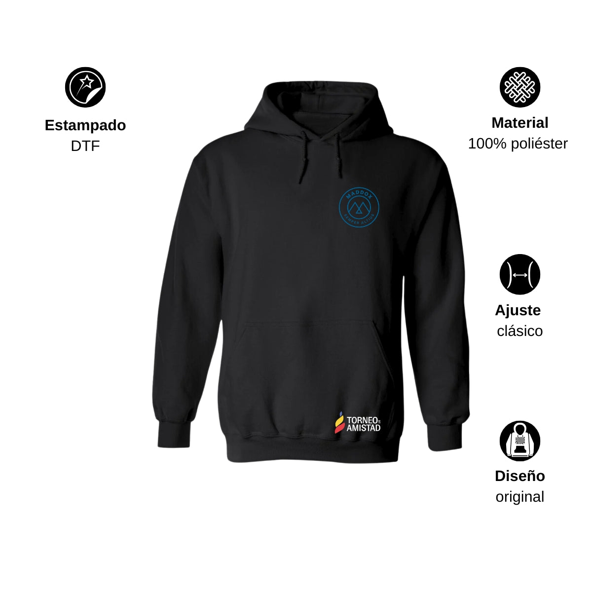 Sudadera Hoodie Unisex Poliéster Torneo de la Amistad D2E Maddox