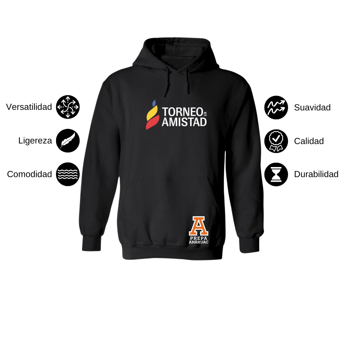 Sudadera Hoodie Unisex Poliéster Torneo de la Amistad D3T Prepa Anahuac