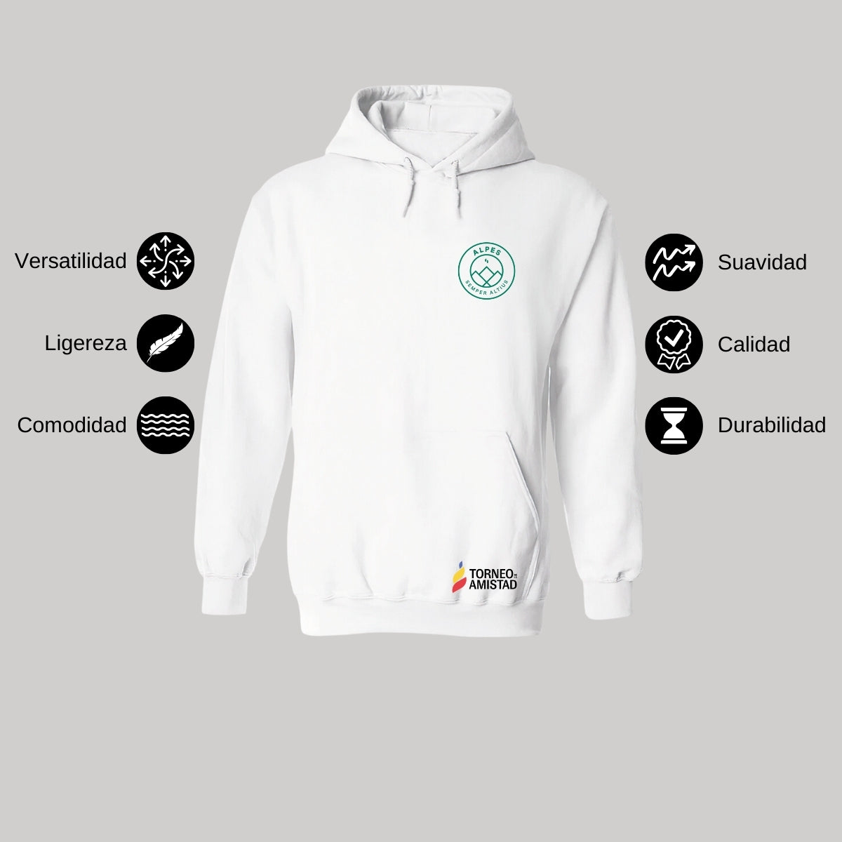 Sudadera Hoodie Unisex Poliéster Torneo de la Amistad D2E Alpes