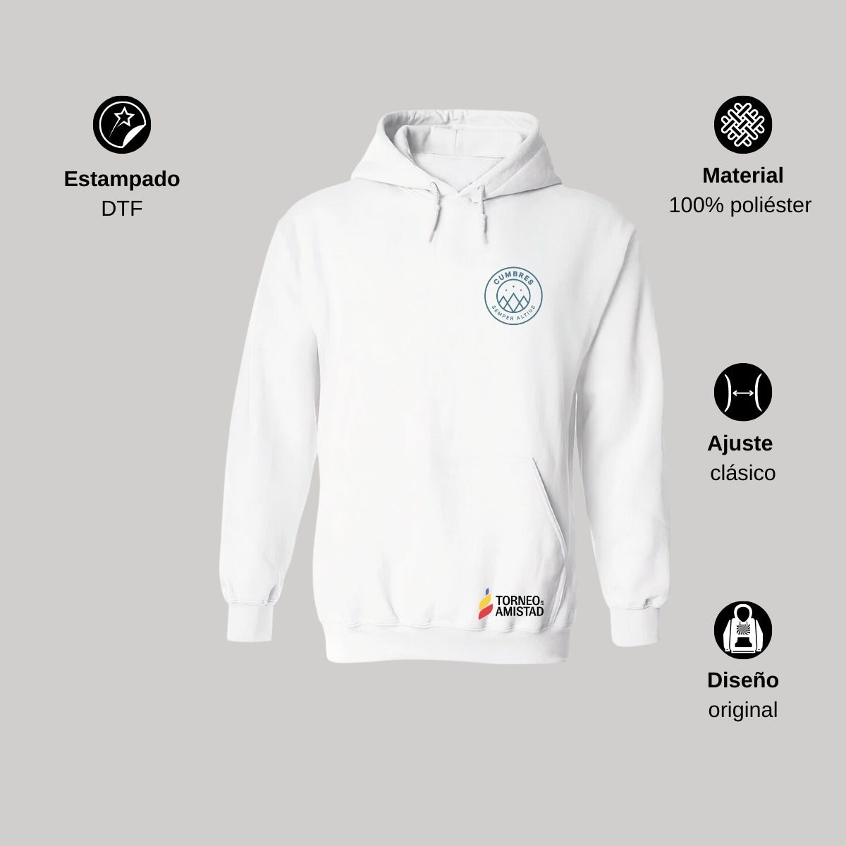 Sudadera Hoodie Unisex Poliéster Torneo de la Amistad D2E Cumbres