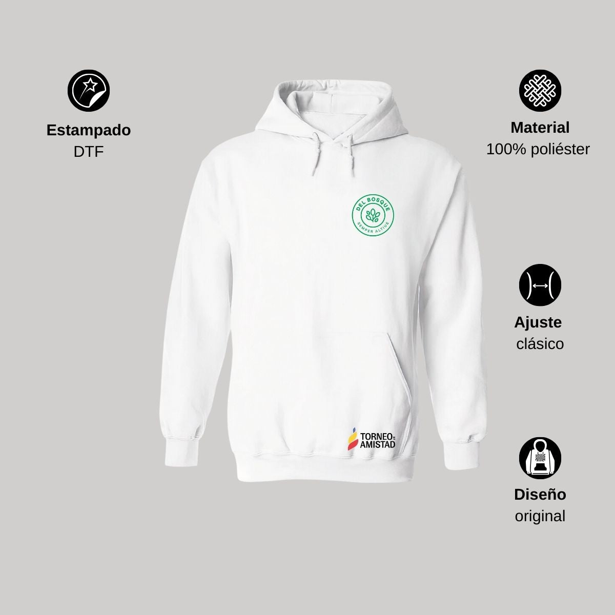 Sudadera Hoodie Unisex Poliéster Torneo de la Amistad D2E Del Bosque