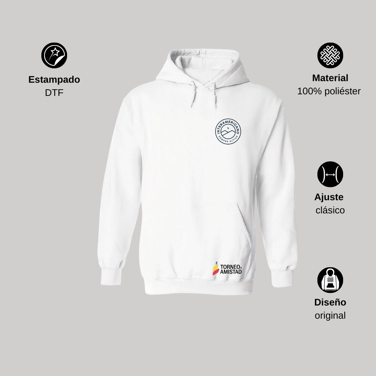 Sudadera Hoodie Unisex Poliéster Torneo de la Amistad D2E Interamericano
