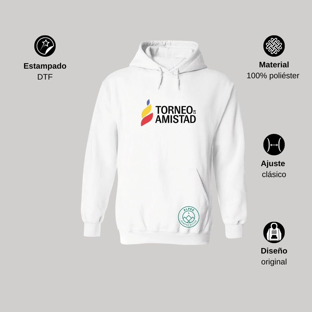 Sudadera Hoodie Unisex Poliéster Torneo de la Amistad D3T Alpes