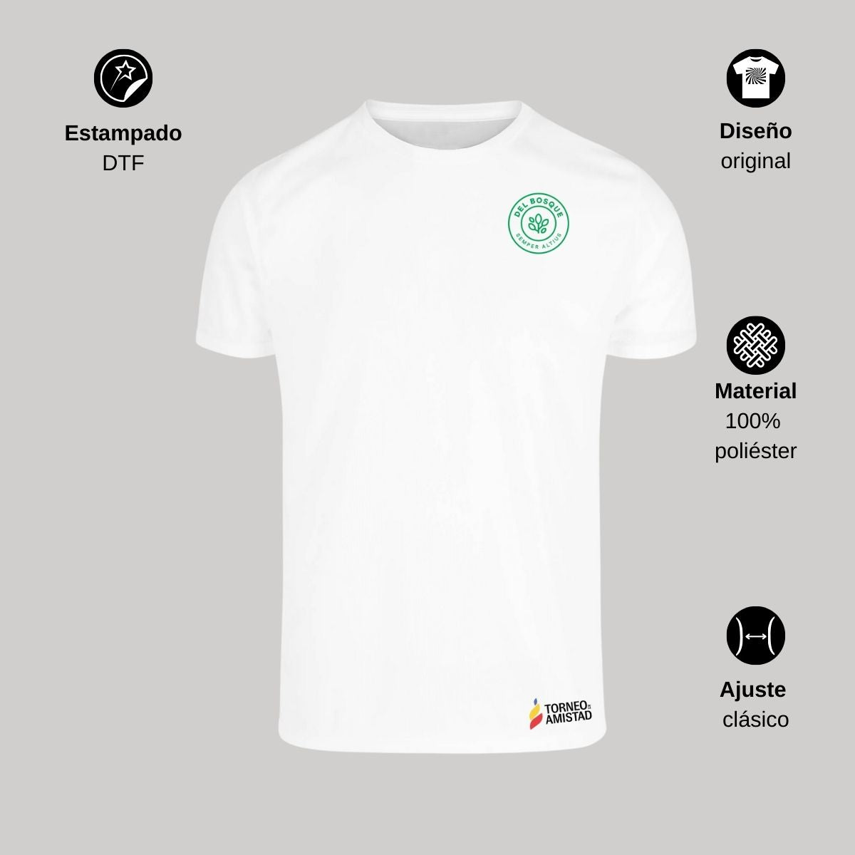Playera Dry Fit Unisex Poliéster Torneo de la Amistad D2E Del Bosque