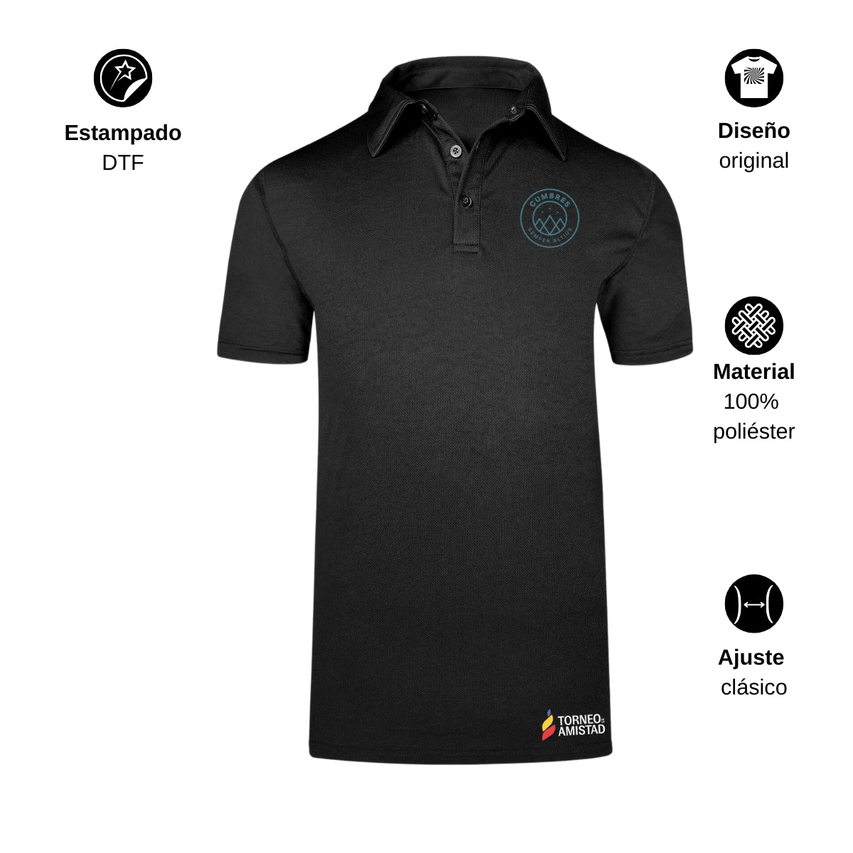 Playera Polo Dry Fit Unisex Poliéster Torneo de la Amistad D2E Cumbres