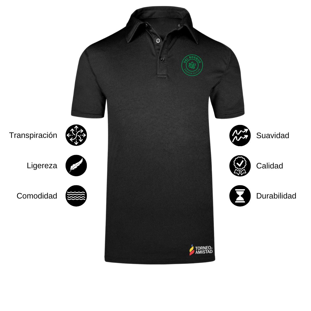 Playera Polo Dry Fit Unisex Poliéster Torneo de la Amistad D2E Del Bosque