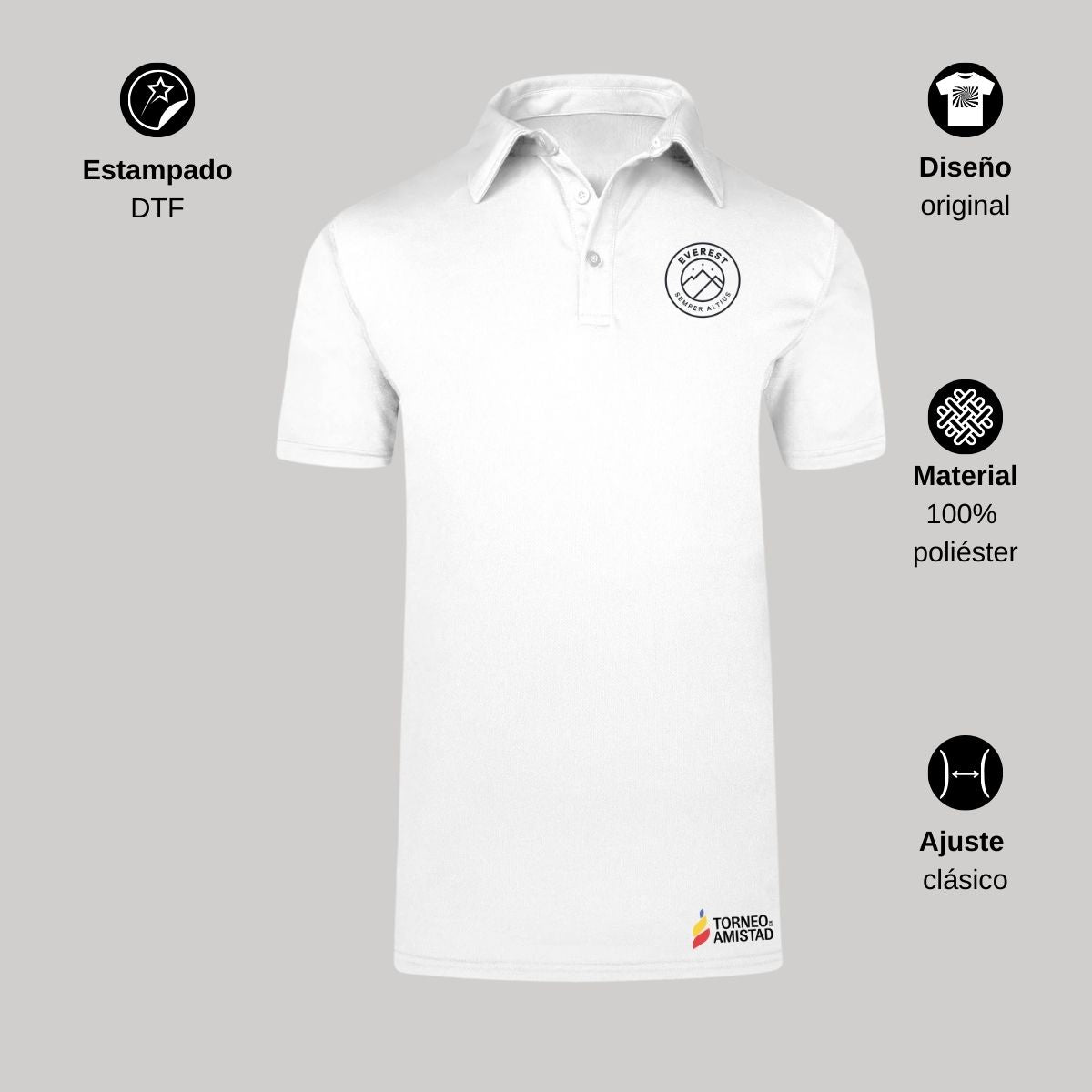 Playera Polo Dry Fit Unisex Poliéster Torneo de la Amistad D2E Everest