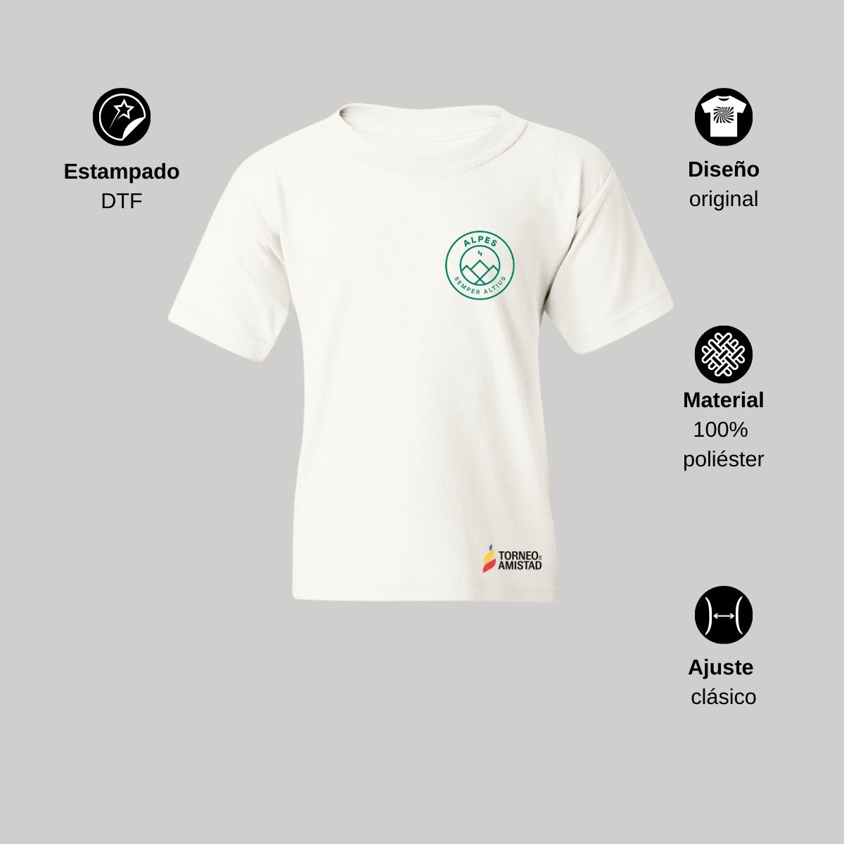 Playera Dry Fit Infantil Poliéster Torneo de la Amistad D2E Alpes