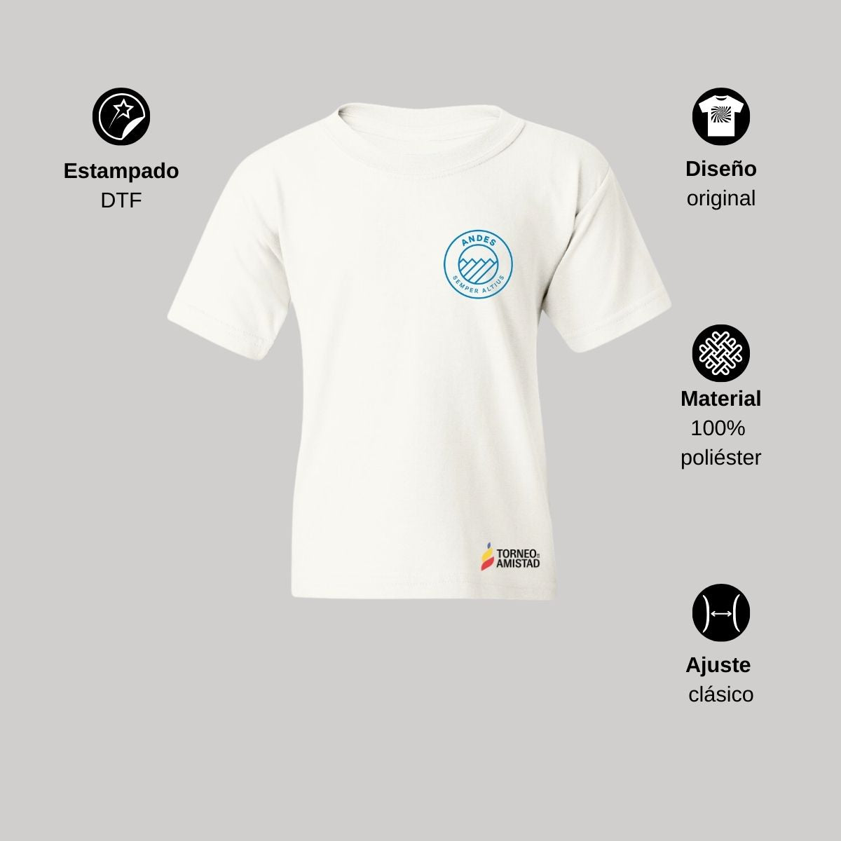 Playera Dry Fit Infantil Poliéster Torneo de la Amistad D2E Andes