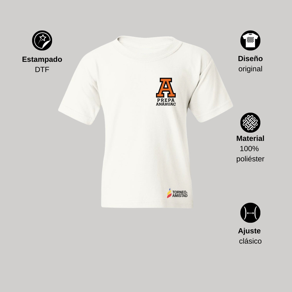 Playera Dry Fit Infantil Poliéster Torneo de la Amistad D2E Prepa Anahuac
