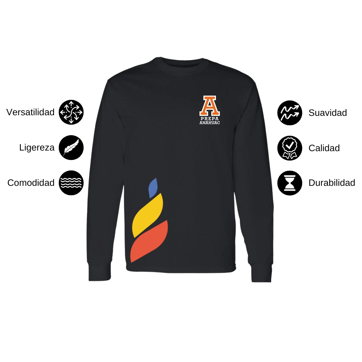 Playera Manga Larga Unisex Algodón Torneo de la Amistad D1E Prepa Anahuac