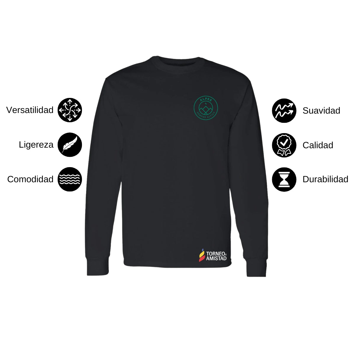 Playera Manga Larga Unisex Algodón Torneo de la Amistad D2E Alpes