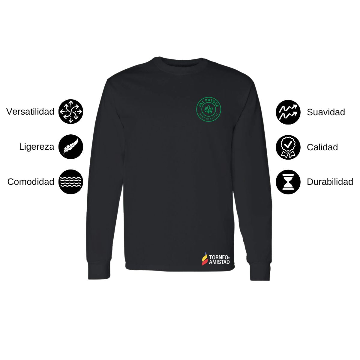 Playera Manga Larga Unisex Algodón Torneo de la Amistad D2E Del Bosque