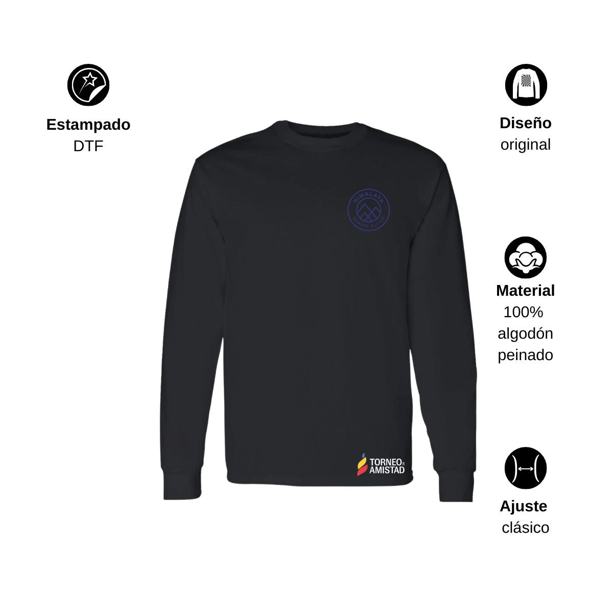 Playera Manga Larga Unisex Algodón Torneo de la Amistad D2E Himalaya