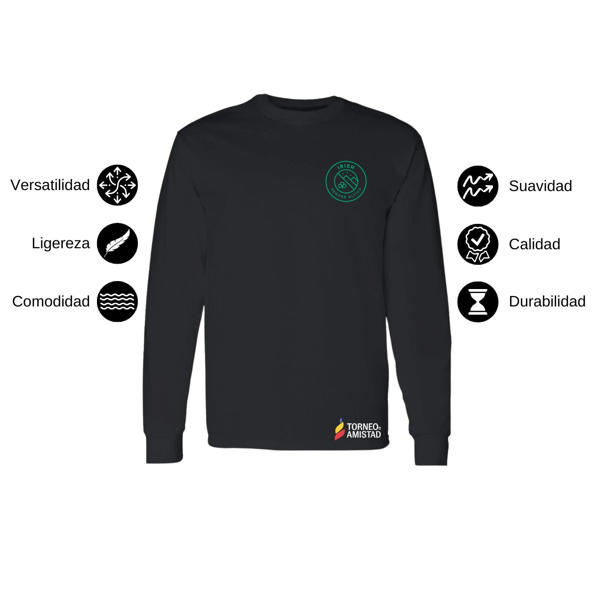 Playera Manga Larga Unisex Algodón Torneo de la Amistad D2E Irish