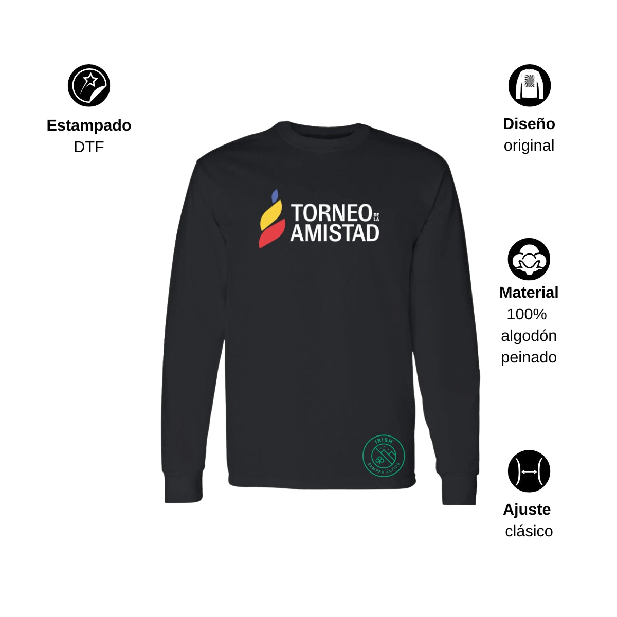 Playera Manga Larga Unisex Algodón Torneo de la Amistad D3T Irish