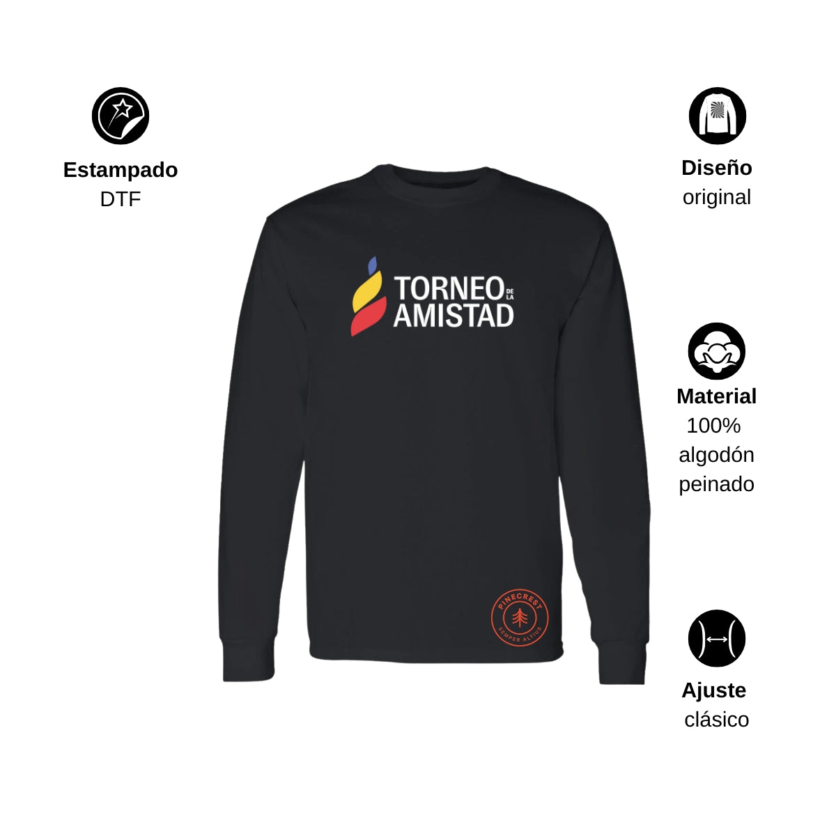 Playera Manga Larga Unisex Algodón Torneo de la Amistad D3T Pinecrest