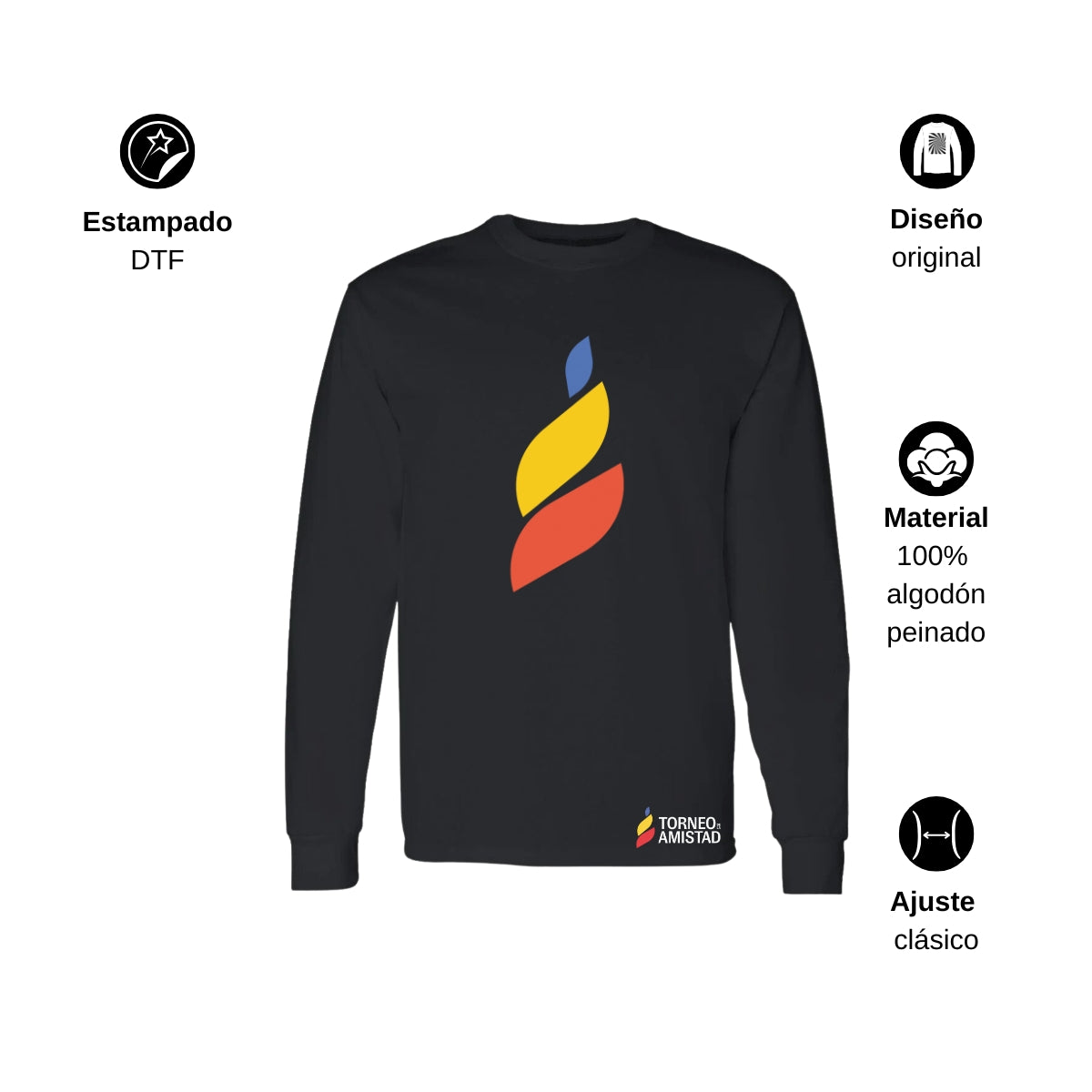 Playera Manga Larga Unisex Algodón Torneo de la Amistad D4