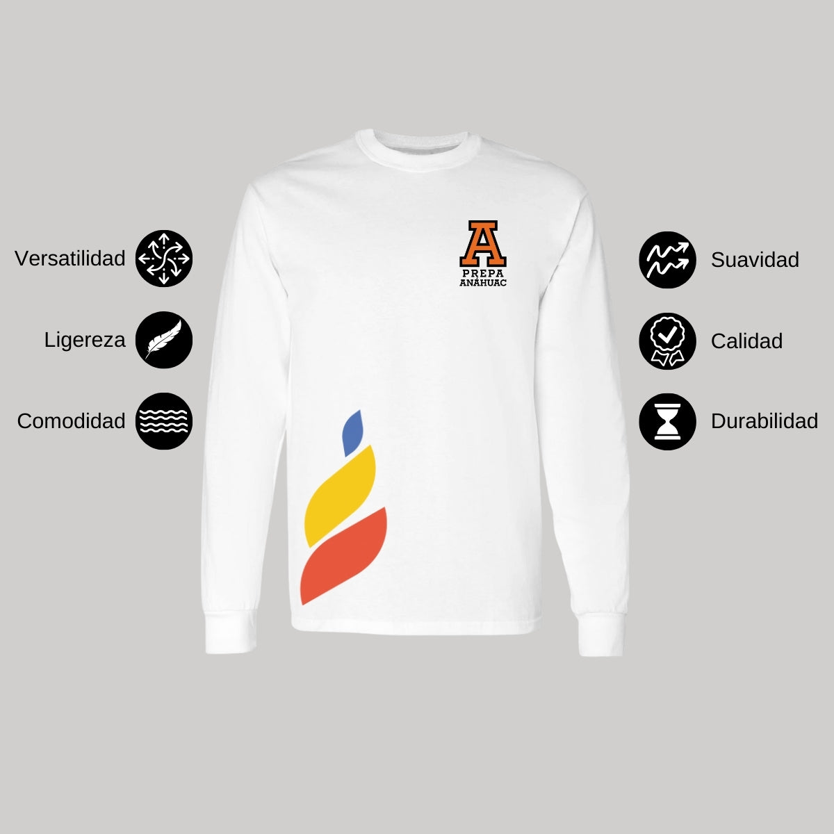Playera Manga Larga Unisex Algodón Torneo de la Amistad D1E Prepa Anahuac