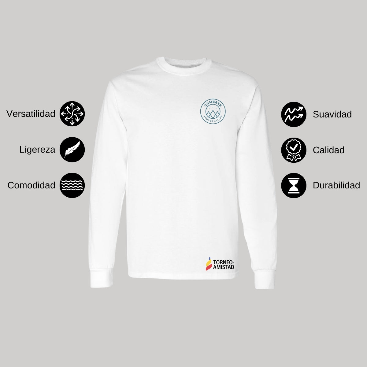 Playera Manga Larga Unisex Algodón Torneo de la Amistad D2E Cumbres