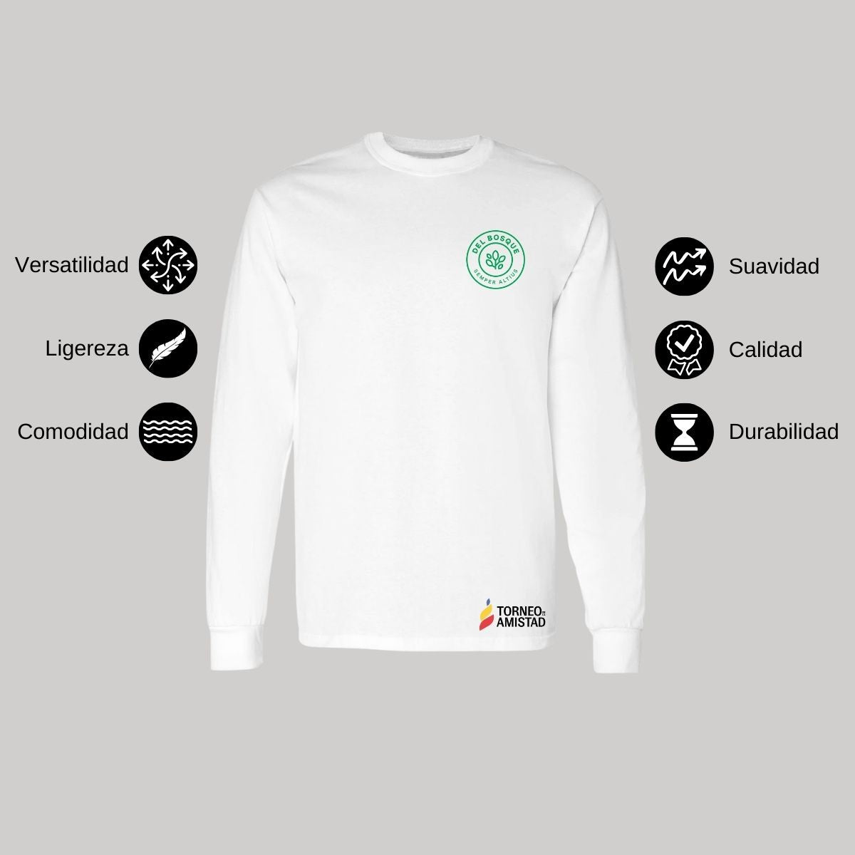 Playera Manga Larga Unisex Algodón Torneo de la Amistad D2E Del Bosque
