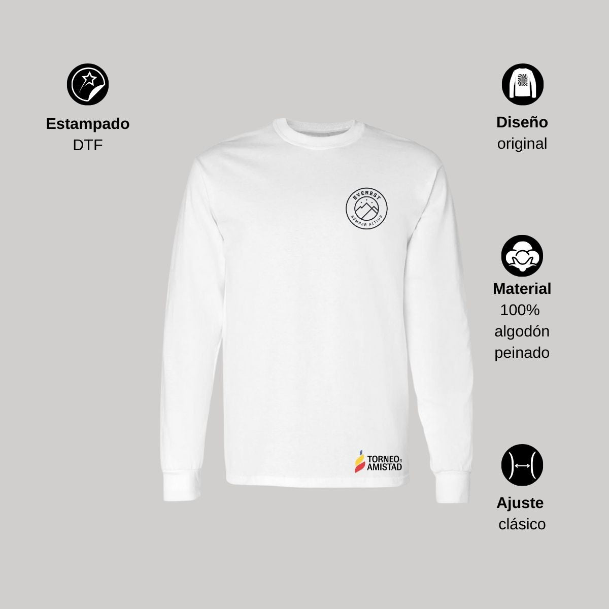 Playera Manga Larga Unisex Algodón Torneo de la Amistad D2E Everest