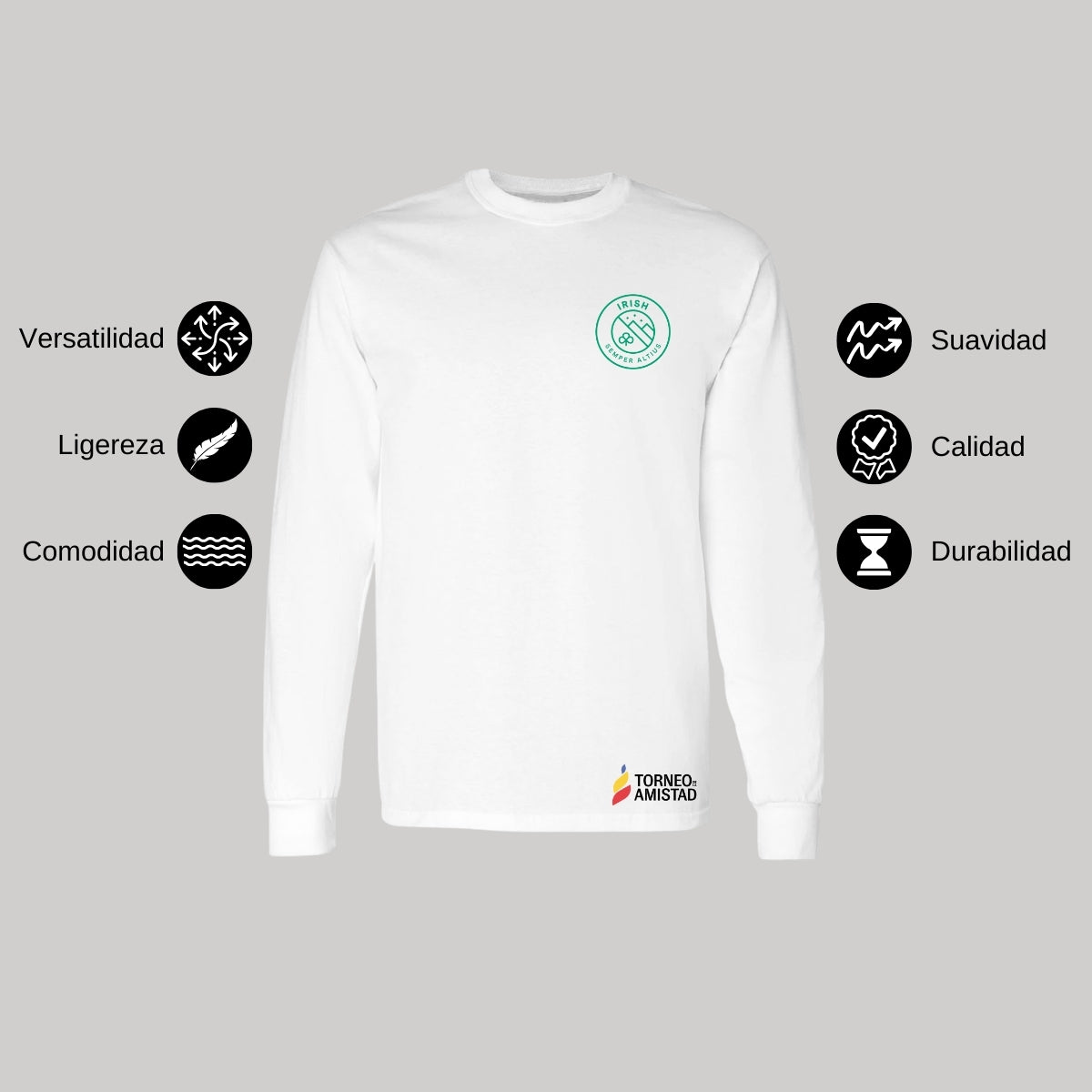 Playera Manga Larga Unisex Algodón Torneo de la Amistad D2E Irish