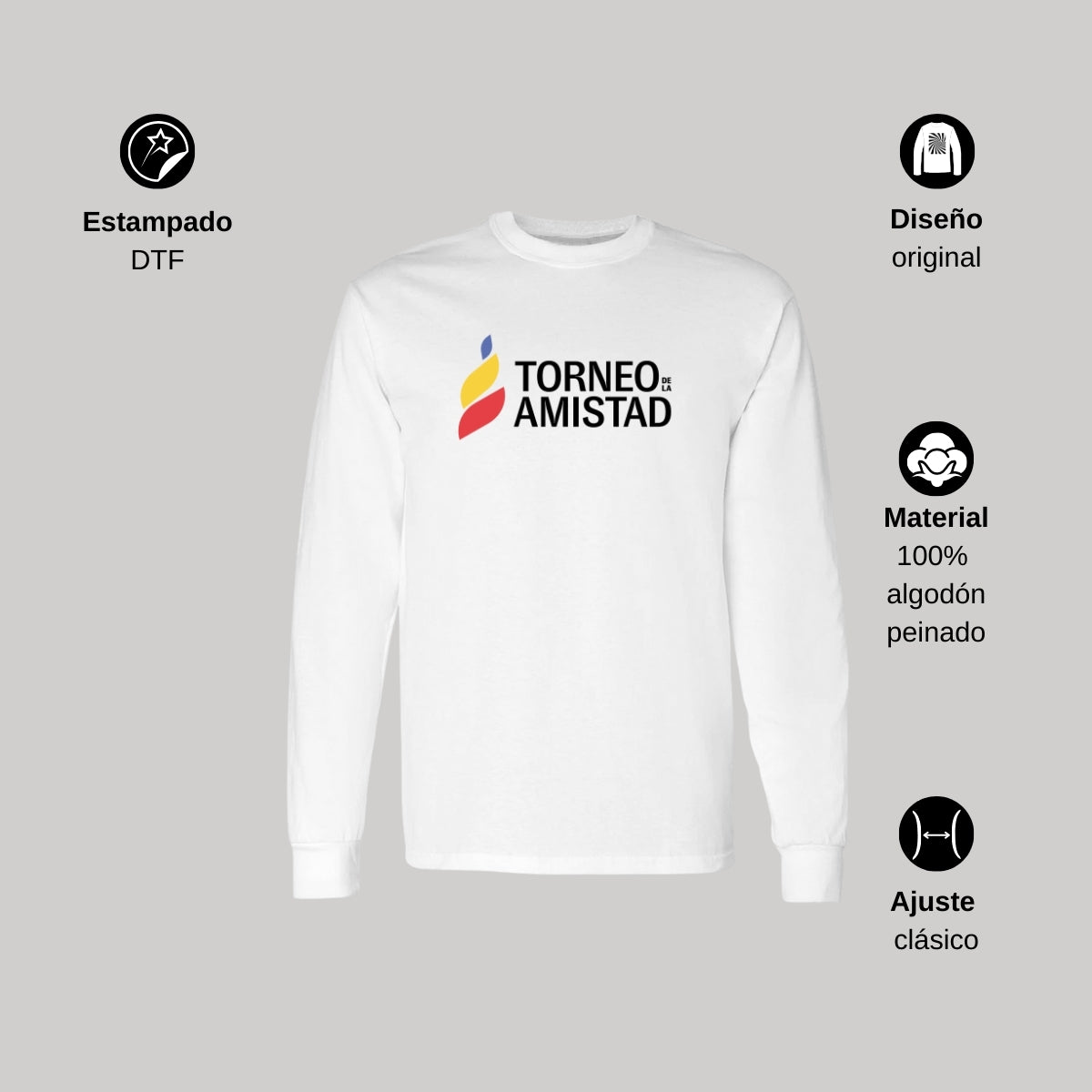 Playera Manga Larga Unisex Algodón Torneo de la Amistad D3