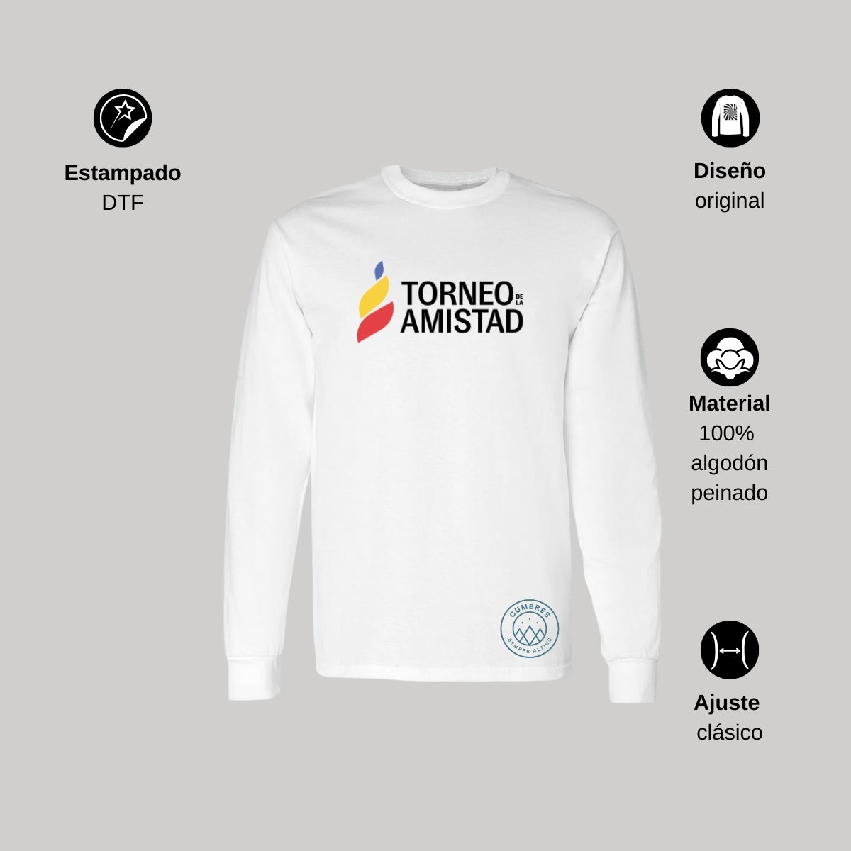 Playera Manga Larga Unisex Algodón Torneo de la Amistad D3T Cumbres