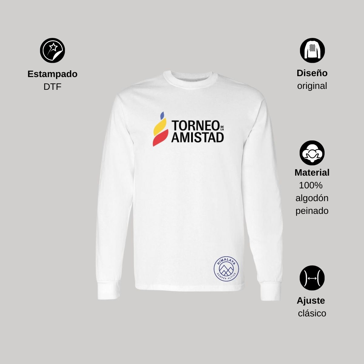 Playera Manga Larga Unisex Algodón Torneo de la Amistad D3T Himalaya