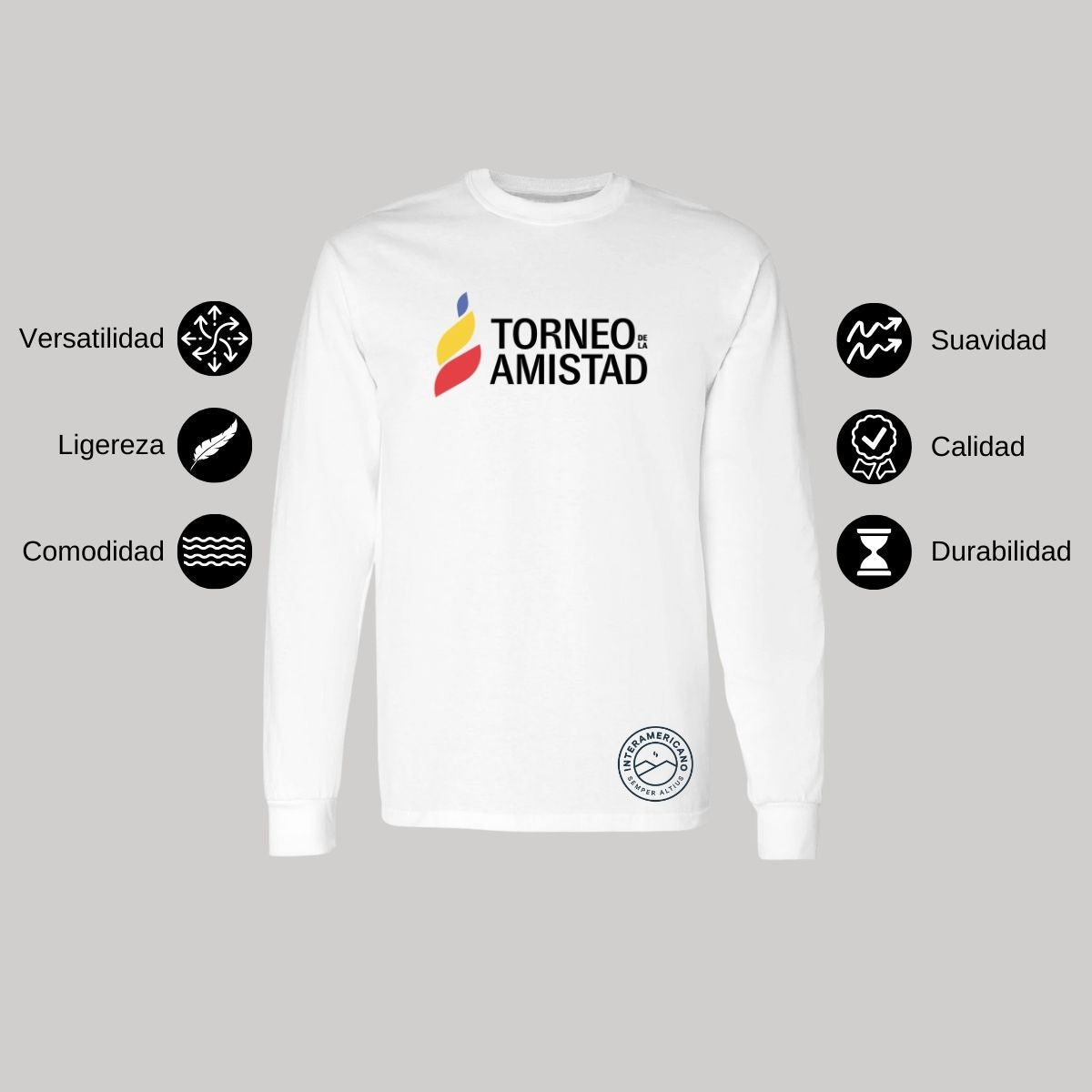 Playera Manga Larga Unisex Algodón Torneo de la Amistad D3T Interamericano