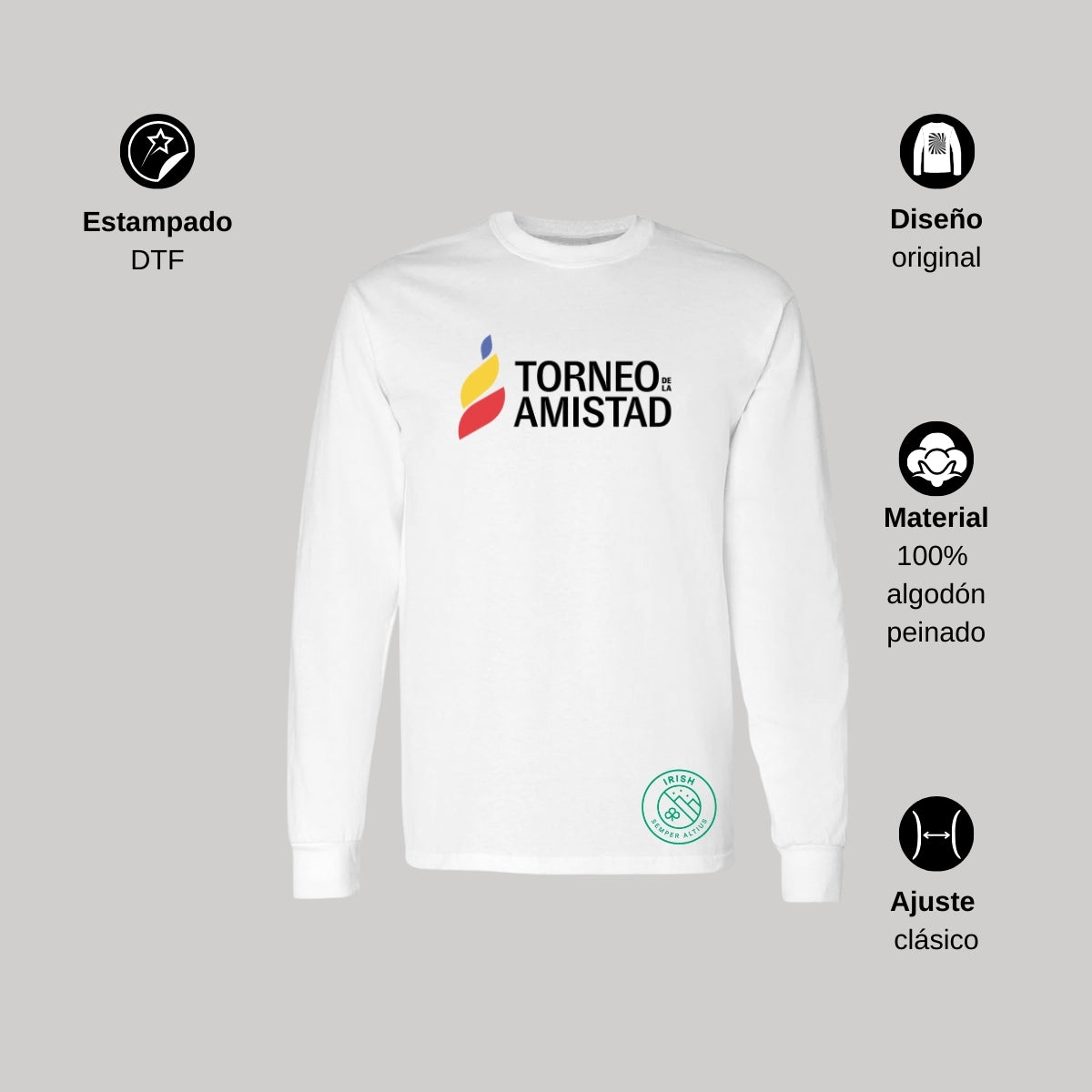 Playera Manga Larga Unisex Algodón Torneo de la Amistad D3T Irish