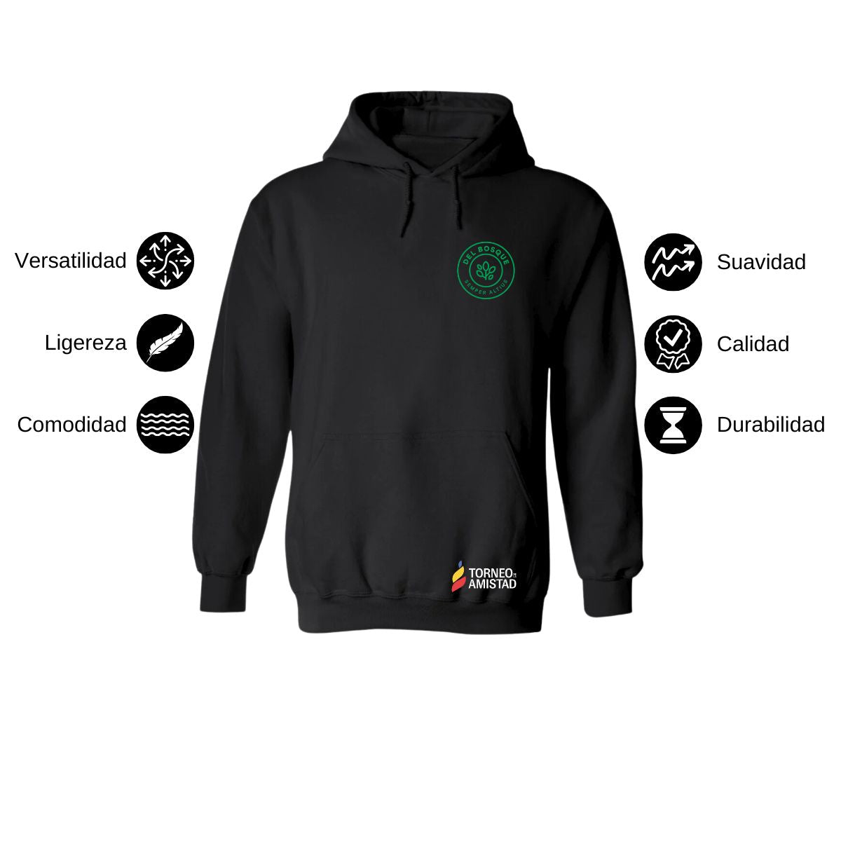 Sudadera Hoodie Unisex Algodón Poliéster Torneo de la Amistad D2E Del Bosque