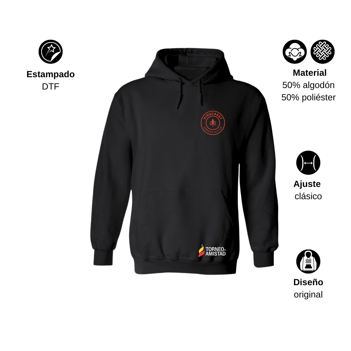 Sudadera Hoodie Unisex Algodón Poliéster Torneo de la Amistad D2E Pinecrest