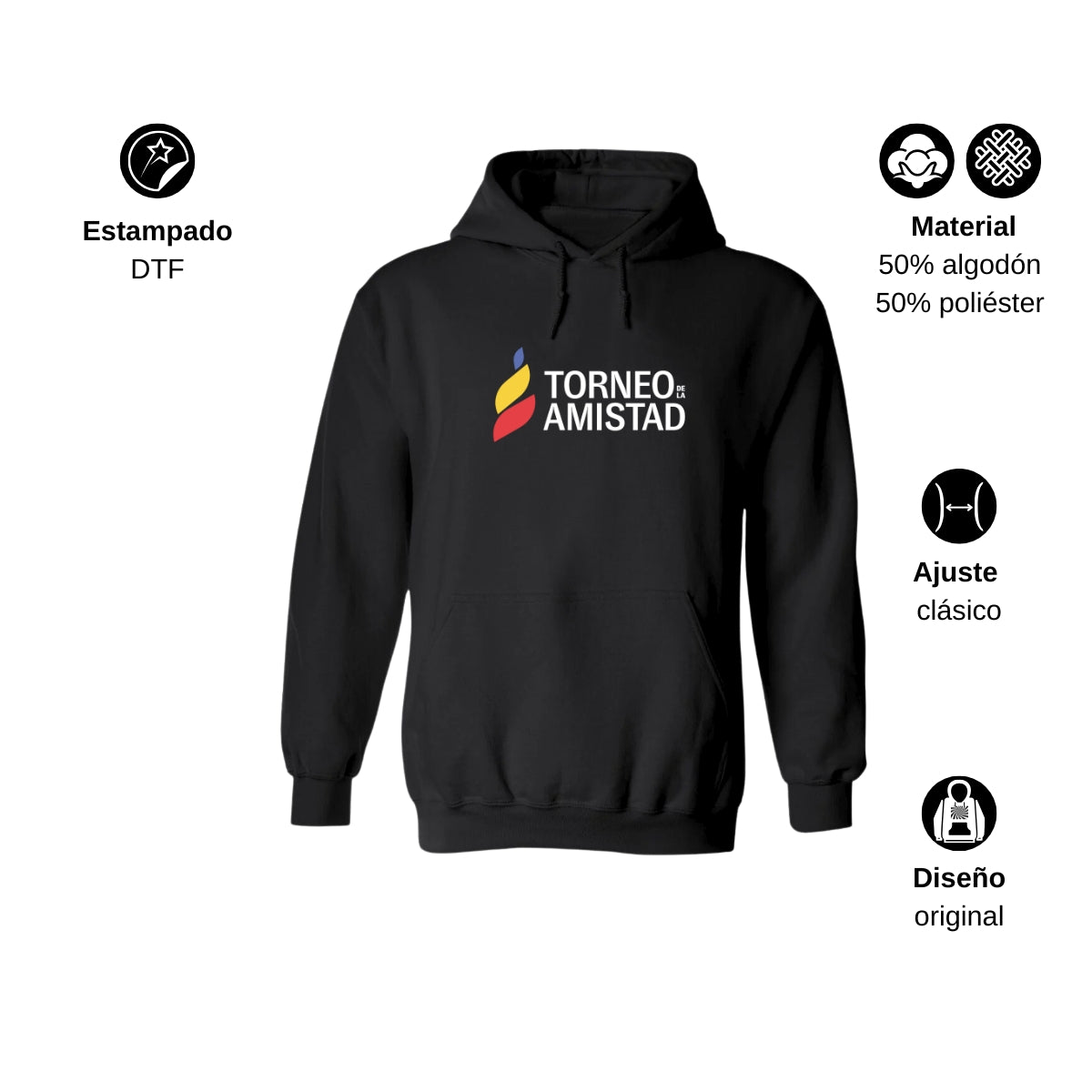 Sudadera Hoodie Unisex Algodón Poliéster Torneo de la Amistad D3