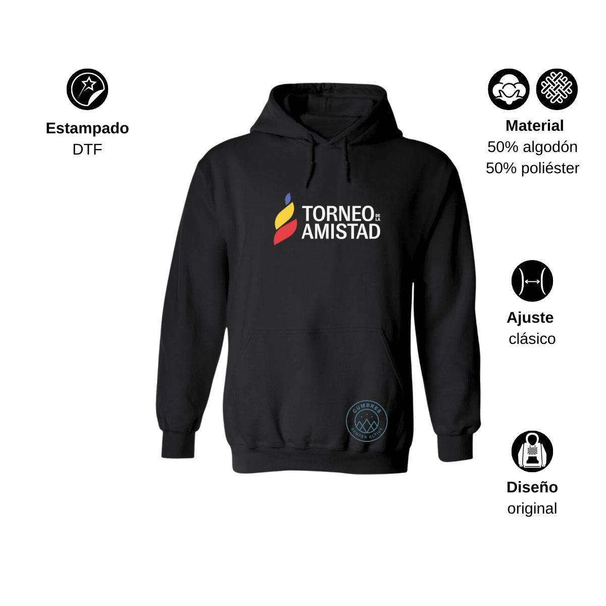 Sudadera Hoodie Unisex Algodón Poliéster Torneo de la Amistad D3T Cumbres