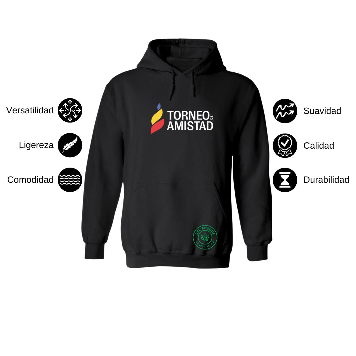 Sudadera Hoodie Unisex Algodón Poliéster Torneo de la Amistad D3T Del Bosque