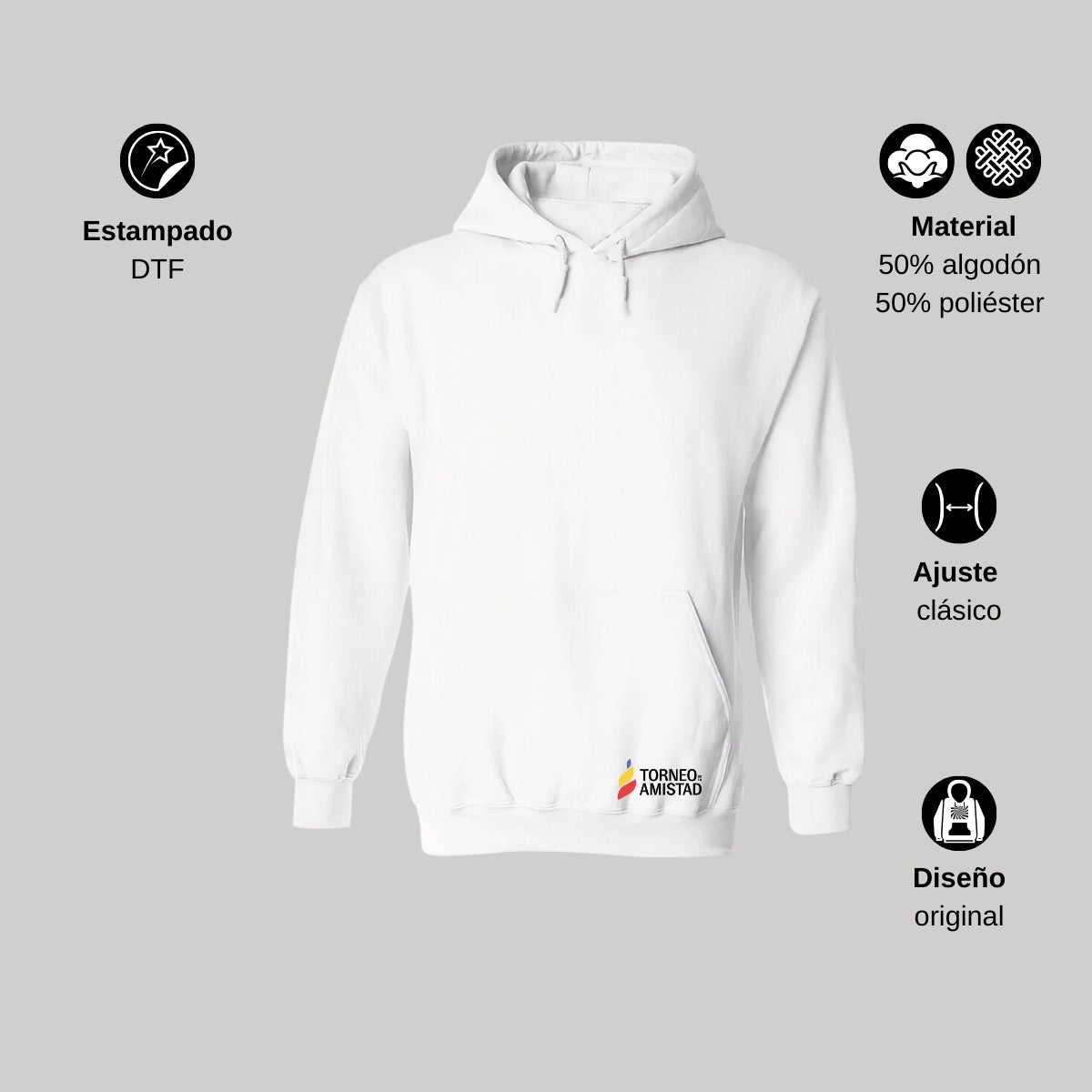 Sudadera Hoodie Unisex Algodón Poliéster Torneo de la Amistad D2