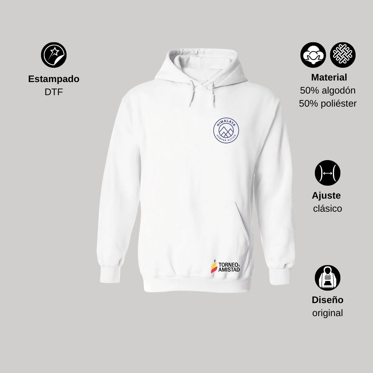 Sudadera Hoodie Unisex Algodón Poliéster Torneo de la Amistad D2E Himalaya