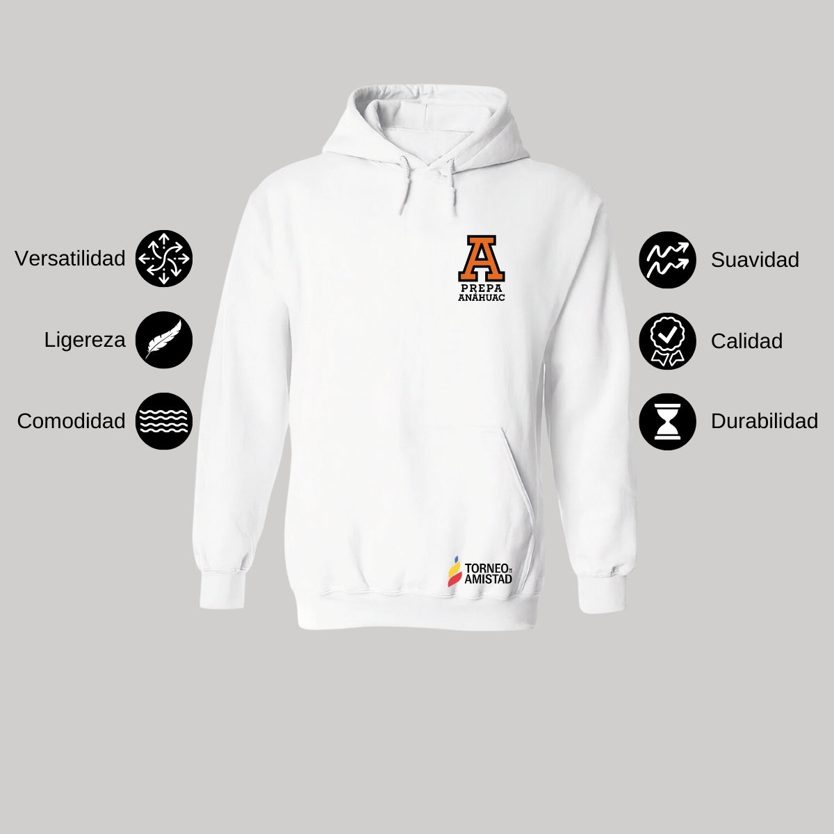Sudadera Hoodie Unisex Algodón Poliéster Torneo de la Amistad D2E Prepa Anahuac