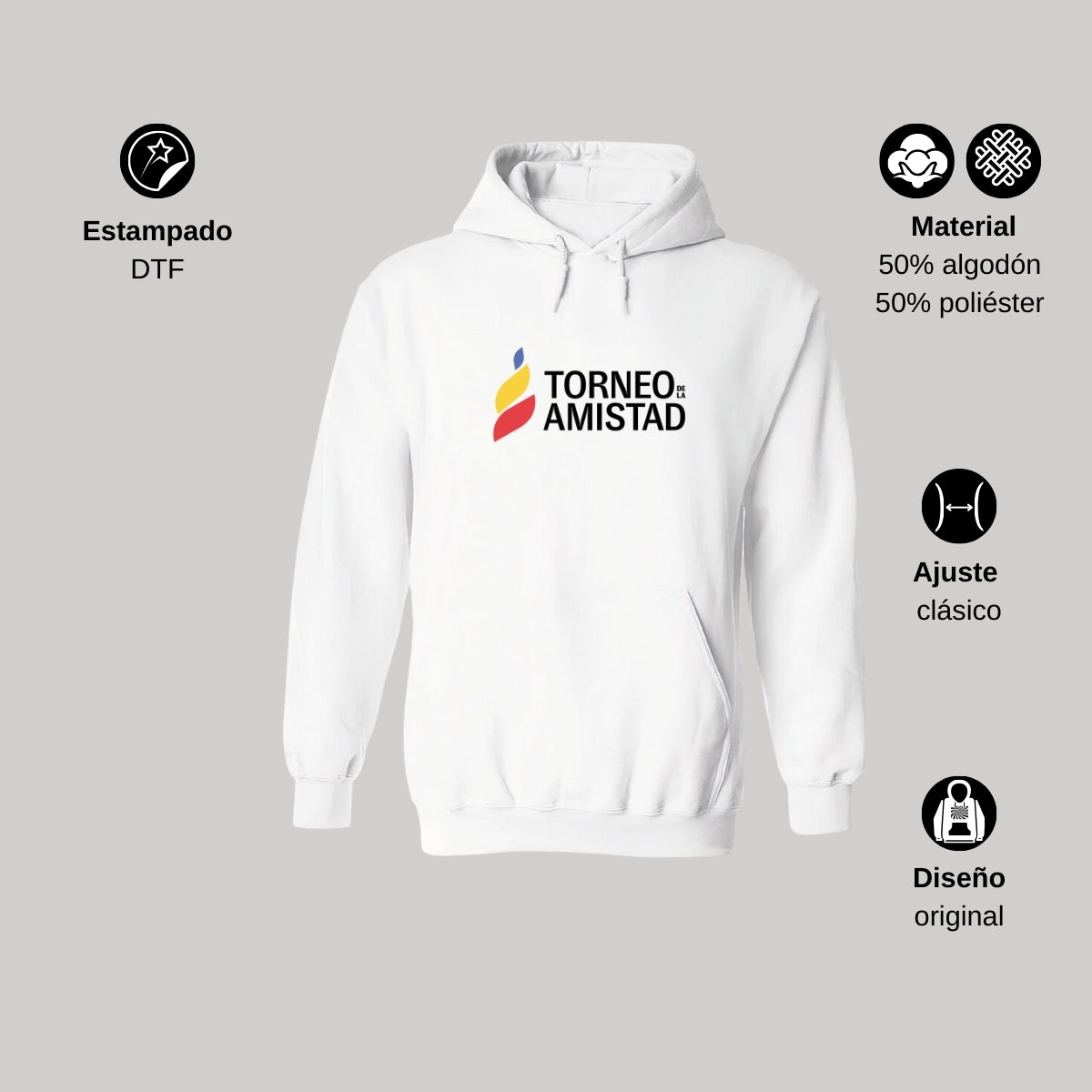 Sudadera Hoodie Unisex Algodón Poliéster Torneo de la Amistad D3
