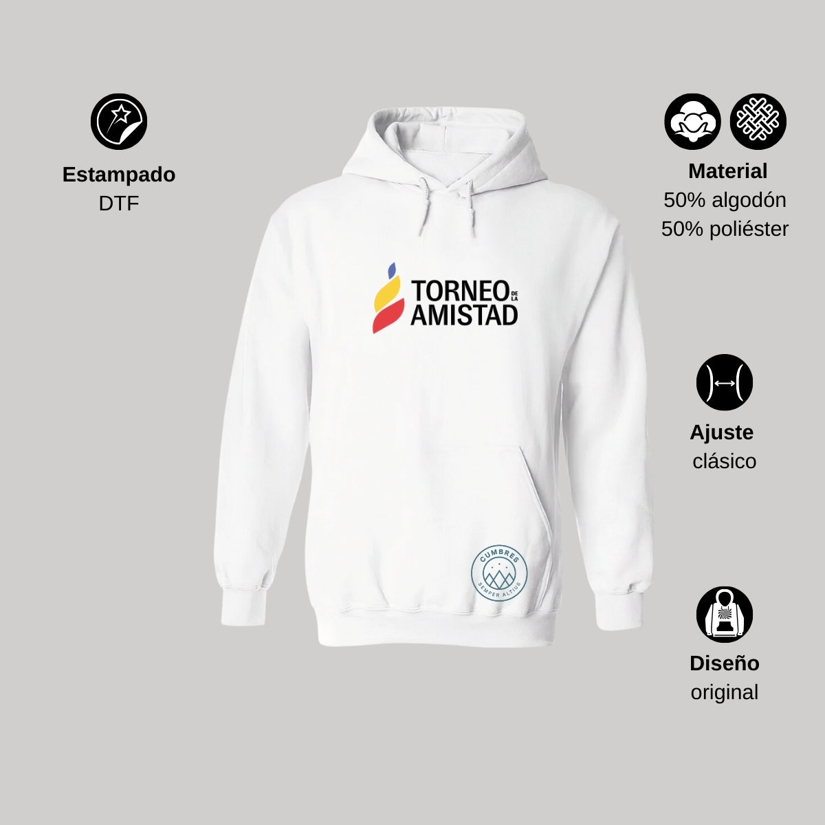 Sudadera Hoodie Unisex Algodón Poliéster Torneo de la Amistad D3T Cumbres