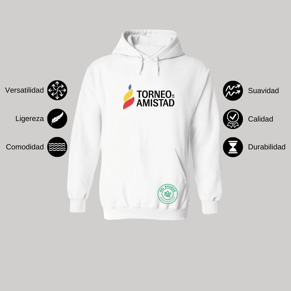 Sudadera Hoodie Unisex Algodón Poliéster Torneo de la Amistad D3T Del Bosque